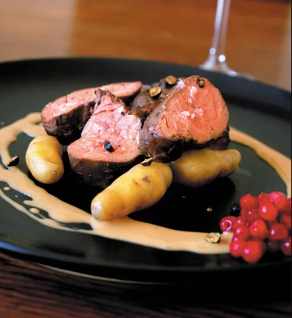 Juniper-Spiced Venison with Brown Goat Cheese Sauce